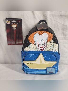NEW Loungefly IT Pennywise Glow in the Dark Mini Backpack & Funko Pen NWT Bundle